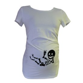 Kismama póló,vicces mintával- fehér -  rövid ujjú 