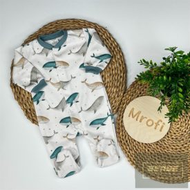 MROFI hosszu ujjú  pamut rugdalózó ,patentos --Bálna