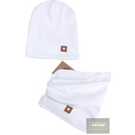   Zyzio&Zuzia -dupla, bordás pamut sapka +csősál szett - fehér