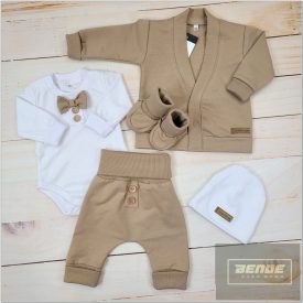   Zyzio&Zuzia 5 részes  keresztelőruha szett ,bodyval , barna