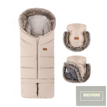 PETITE&MARS Téli szett Arctic 4in1 bundazsák + kézmelegítő kesztyű babakocsira Furry Rose Petal