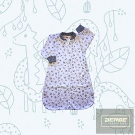 Leo-Poldi Pamut hosszu ujjú  hálózsák kék,maci mintás