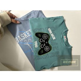 Chipi&Chips fiú hosszu ujjú felső -türkiz,games