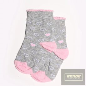 Topp Baba zokni/Bokazokni szürke alap szívek