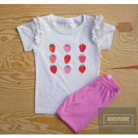 Chipi&Chips kislány rövid ujjú felső-fehér -eper minta