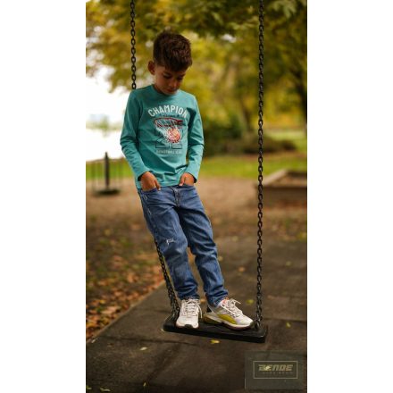 Chipi&Chips fiú hosszu ujjú felső -türkiz,kosárlabda