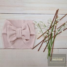   Zyzio&Zuzia -bordázott,széles pamut hajpánt ,masnival-púder 