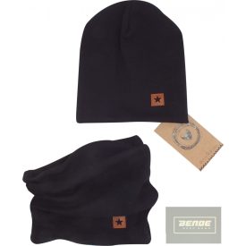   Zyzio&Zuzia -dupla, bordás pamut sapka +csősál szett -fekete