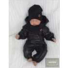 Zyzio&Zuzia -dupla, bordás pamut sapka +csősál szett -fekete