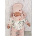 Zyzio&Zuzia -dupla, bordás pamut sapka +csősál szett -piszkos rózsaszín