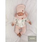 Zyzio&Zuzia -dupla, bordás pamut sapka +csősál szett -piszkos rózsaszín