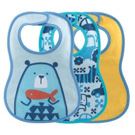   Chicco Easy Meal Bib - frottír előke vízálló hátlappal 3db-os kék  AJÁNLOTT KOR: 6H +kék