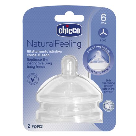Chicco Natural Feeling pépes etetőcumi 6hó+ (2 db) pépes ételekhez  