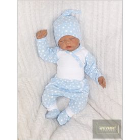   Zyzio&Zuzia 3 részes babakelengye szett:body+nadrág+sapka kék csillagos