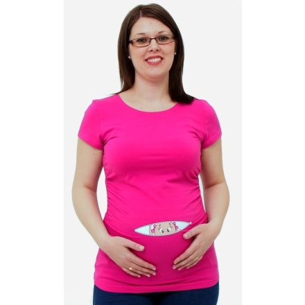 Kukucskálós póló- kislány rövid ujjú magenta,vagy fehér