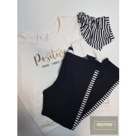   Chipi&Chips nagylány Puffos ujjú 2 részes szett-fehér-fekete