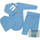 Zyzio&Zuzia 3 részes bordás szett :body+nadrág+sapka-égszínkék