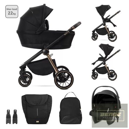 Lorelli Bianca 3az1-ben újszülött babakocsi Lorelli Aria Luxe hordozóval - Black (2 doboz)